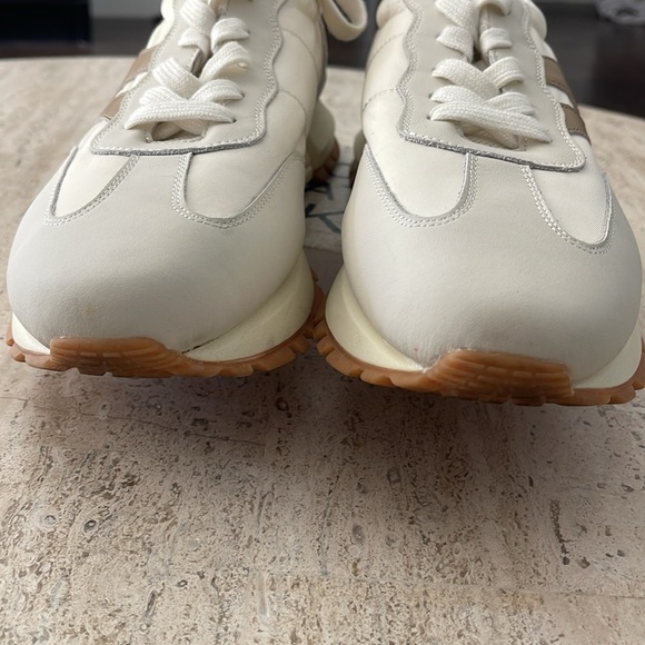 Somiliss Sneakers Genuine Leather Suede Patchwork Lace-Up Cream/Tan Size 9.5 - Picture 7 of 17